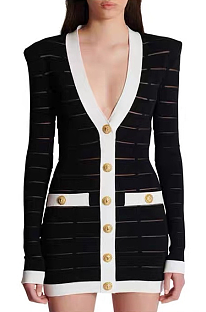 SUPER WHOLESALE | V Neck Gold Button Back Zipper Garment