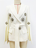 SUPER WHOLESALE | Rhinestone Belted Blazer Jacket