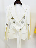 SUPER WHOLESALE | Rhinestone Belted Blazer Jacket