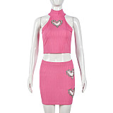 SUPER WHOLESALE | Pit Material Heart Shape Cut Out Skirt Set