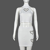 SUPER WHOLESALE | Pit Material Heart Shape Cut Out Skirt Set