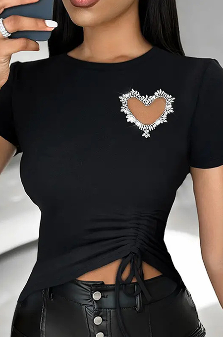 SUPER WHOLESALE | Rhinestone Beaded T-shirt