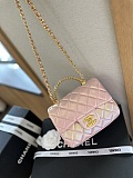 Chane l Flap Mini Square Shape Shoulder Bag in Pink