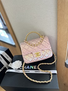 Chane l Flap Mini Square Shape Shoulder Bag in Pink