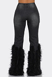 SUPER WHOLESALE | Distress Feather Bottom Jeans Decorated with Pearls