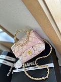 Chane l Flap Mini Square Shape Shoulder Bag in Pink