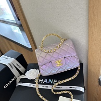 Flap Mini Square Shape Shoulder Bag in Purple