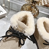 Miu Mi u  Suede Shearling Lace-Up Chukka Booties