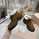 Miu Mi u  Suede Shearling Lace-Up Chukka Booties in Cannella