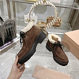 Miu Mi u  Suede Shearling Lace-Up Chukka Booties