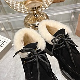 Miu Mi u  Suede Shearling Lace-Up Chukka Booties