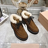 Miu Mi u  Suede Shearling Lace-Up Chukka Booties in Cannella