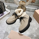 Miu Mi u  Suede Shearling Lace-Up Chukka Booties