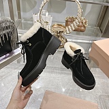 Miu Mi u  Suede Shearling Lace-Up Chukka Booties