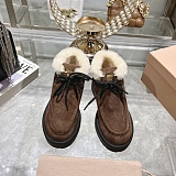 Miu Mi u  Suede Shearling Lace-Up Chukka Booties