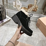 Miu Mi u  Suede Shearling Lace-Up Chukka Booties