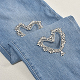 SUPER WHOLESALE| Heart Hollow-out Jeans