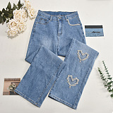 SUPER WHOLESALE| Heart Hollow-out Jeans