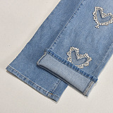 SUPER WHOLESALE| Heart Hollow-out Jeans