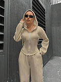 SUPER WHOLESALE|  Hoodie Tracking Suit in Solid Colour