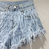 SUPER WHOLESALE| Rhinestone Fringe Denim Shorts