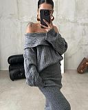 SUPER WHOLESALE| Knitted Off-shoulder Skirt Set