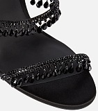 SUPER WHOLESALE| Crystal  Snake-shaped  Sandals in Black