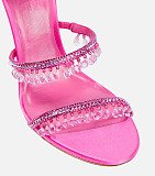 SUPER WHOLESALE| Crystal  Snake-shaped   Sandals in Rose Red