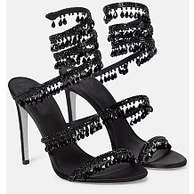 SUPER WHOLESALE| Crystal  Snake-shaped  Sandals in Black