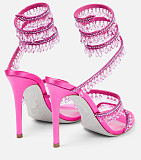 SUPER WHOLESALE| Crystal  Snake-shaped   Sandals in Rose Red