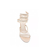 SUPER WHOLESALE| Crystal  Snake-shaped  Sandals in Apricot