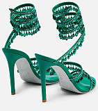 Copy SUPER WHOLESALE| Crystal  Snake-shaped  Sandals in Entirely Green