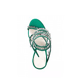 SUPER WHOLESALE| Crystal  Snake-shaped   Sandals in Green