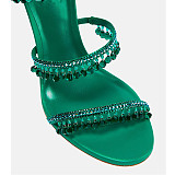 Copy SUPER WHOLESALE| Crystal  Snake-shaped  Sandals in Entirely Green