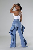 SUPER WHOLESALE| Ruffle-Design Stretch Jeans