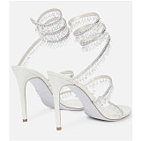 SUPER WHOLESALE| Crystal  Snake-shaped  Sandals in White