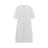 SUPER WHOLESALE| Singal Breasted Short Sleeves Dress