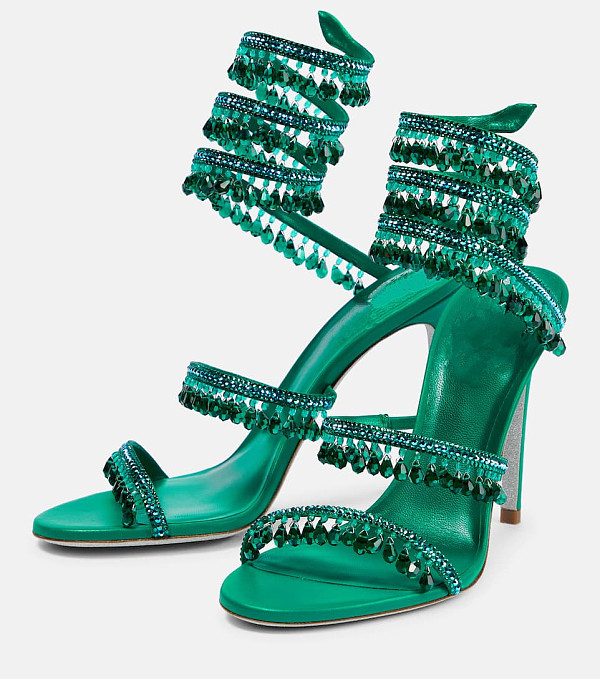 Copy SUPER WHOLESALE| Crystal  Snake-shaped  Sandals in Entirely Green