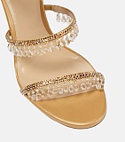 SUPER WHOLESALE| Crystal  Snake-shaped  Sandals in Gold