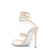 SUPER WHOLESALE| Crystal  Snake-shaped  Sandals in Apricot