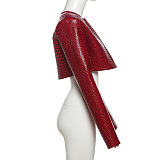 SUPER WHOLESALE|  Crop Jacket Top in  Red