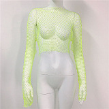 SUPER WHOLESALE| Rhinestone Fishnet Cover-up