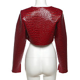 SUPER WHOLESALE|  Crop Jacket Top in  Red