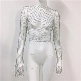 SUPER WHOLESALE| Rhinestone Fishnet Cover-up