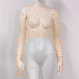 SUPER WHOLESALE| Rhinestone Fishnet Cover-up