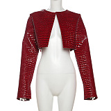 SUPER WHOLESALE|  Crop Jacket Top in  Red