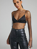 SUPER WHOLESALE| Rhinestone Fishnet Cover-up