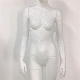 SUPER WHOLESALE| Rhinestone Fishnet Cover-up