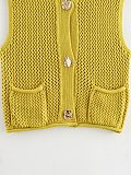 SUPER WHOLESALE| Knitted Vest with Big Buttons