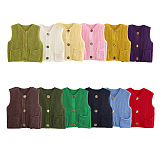 SUPER WHOLESALE| Knitted Vest with Big Buttons